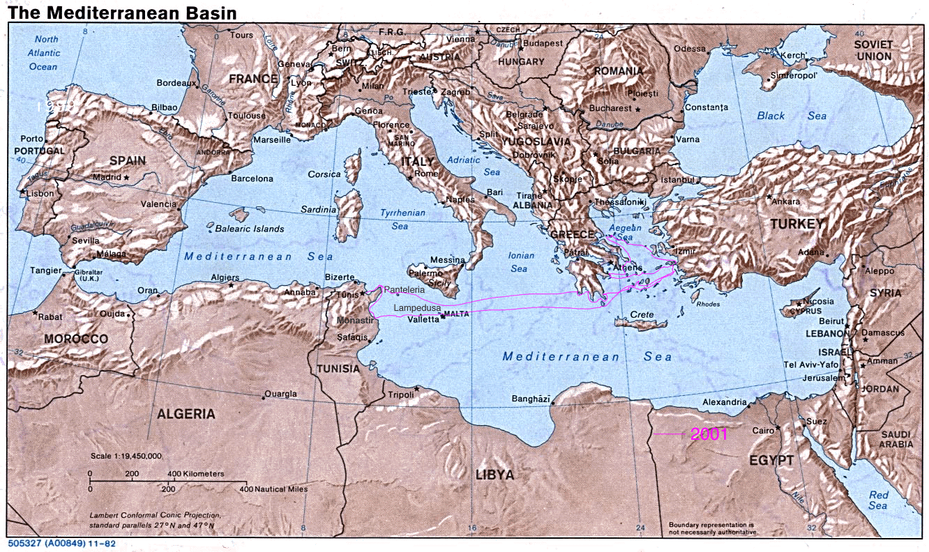 Map of Med with route
