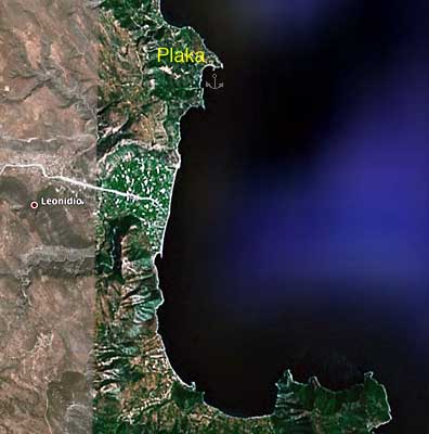 Satellite view of Leonidio Region