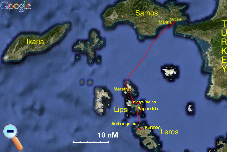 Route to Samos from Leros