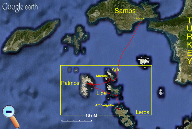 Route Samos to Leros